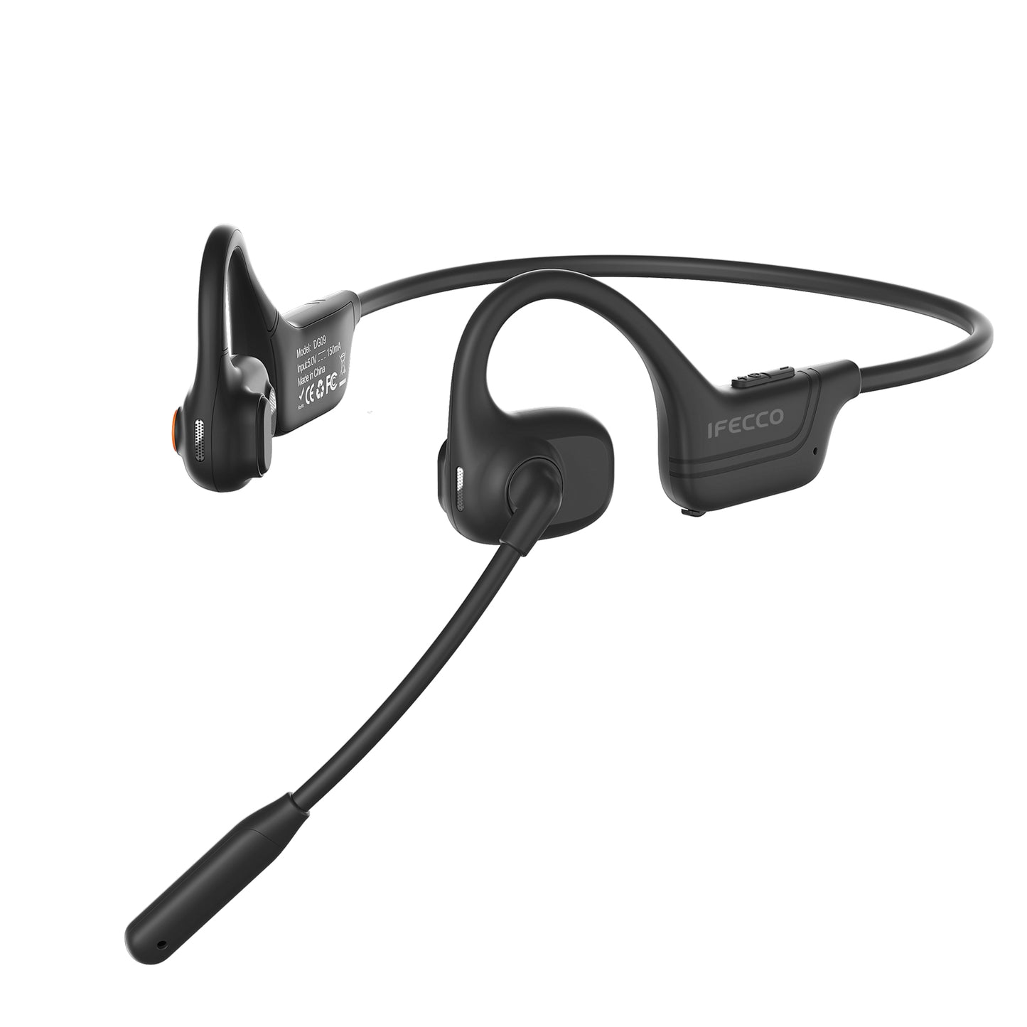 LOBKIN Open Ear Headphones with Mic, Bluetooth Headset with Noise Cancelling Microphone and Multipoint Connect, Wireless Bluetooth 5.3 Headset for Work Call Meeting Driving(Black)