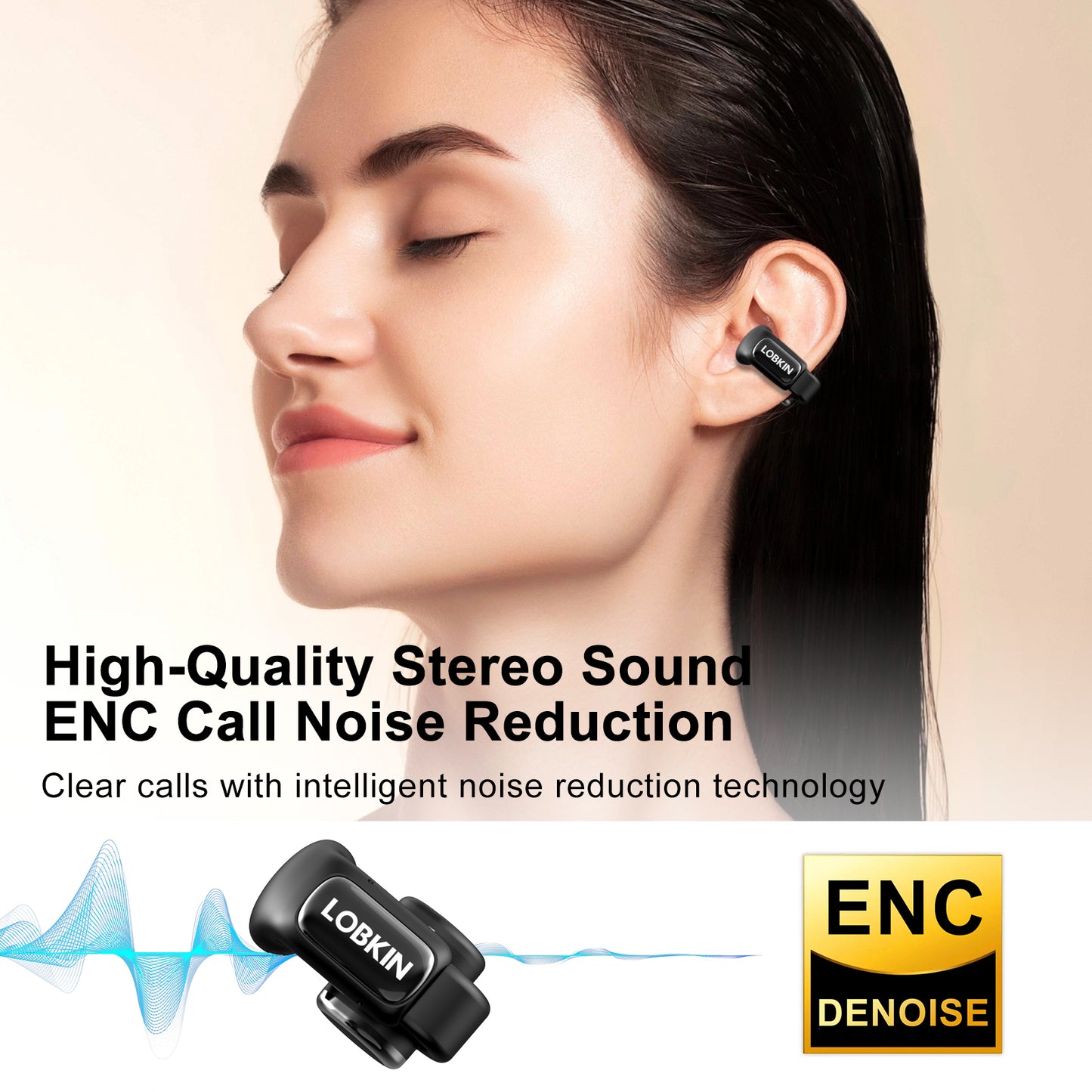 LOBKIN Open Ear Headphones, Clip On Earphones, Wireless Earbud Bluetooth 5.4, Open Ear Earbuds with LED Display and 4GB Memory,Bone Conduction Earbuds Built-in HD Microphone, 36 Hours Playtime