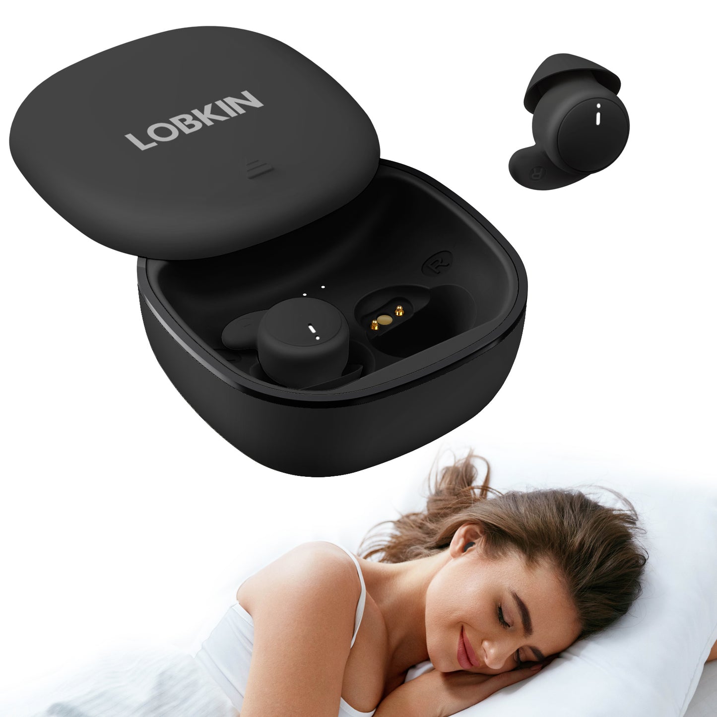 LOBKIN Sleep Headphones,Wireless Bluetooth 5.4 Noise Blocking Sleeping Headphones,Sleep Earbuds for Side Sleepers in-Ear Soft Mini Invisible Buds for Sleeping Working