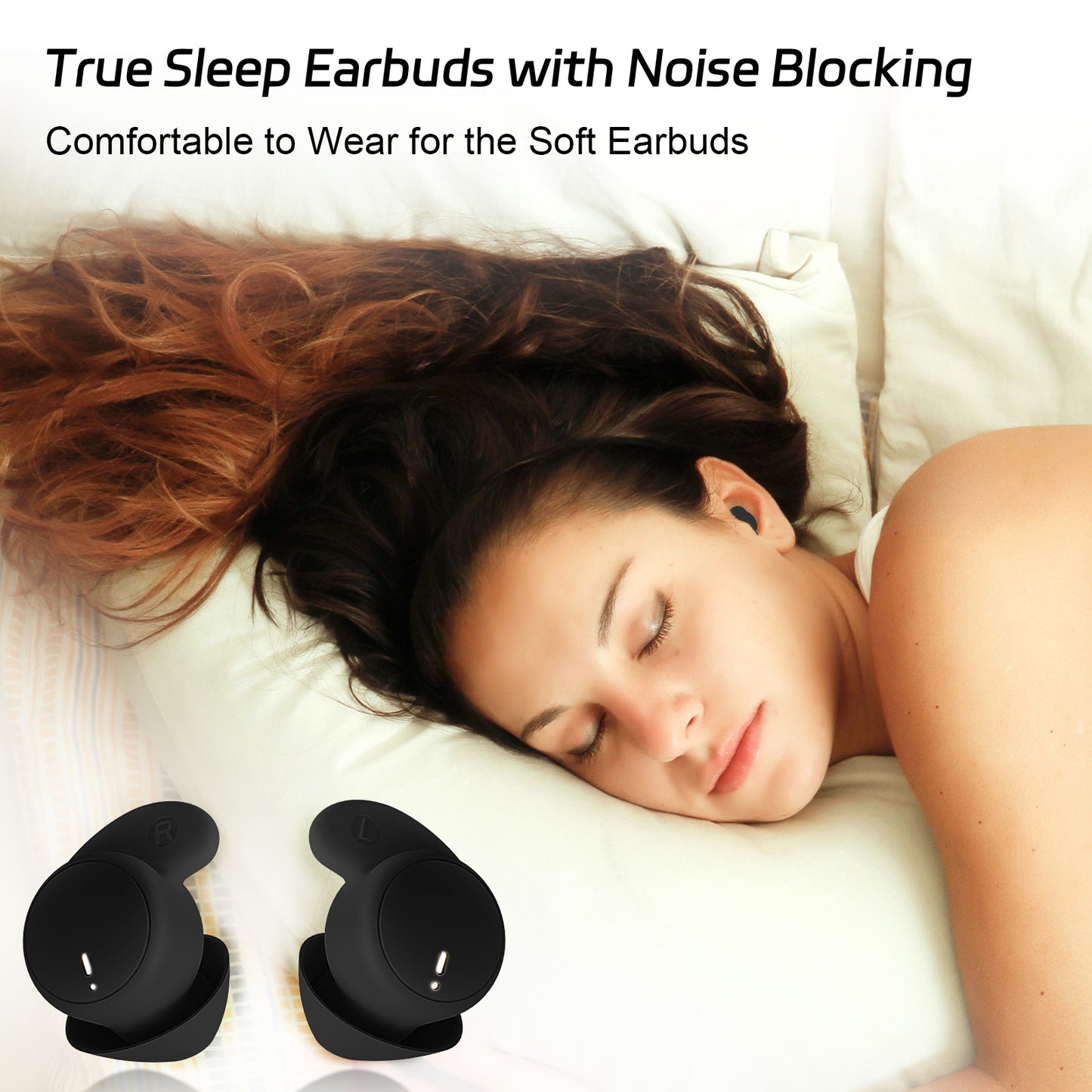 LOBKIN Sleep Headphones,Wireless Bluetooth 5.4 Noise Blocking Sleeping Headphones,Sleep Earbuds for Side Sleepers in-Ear Soft Mini Invisible Buds for Sleeping Working
