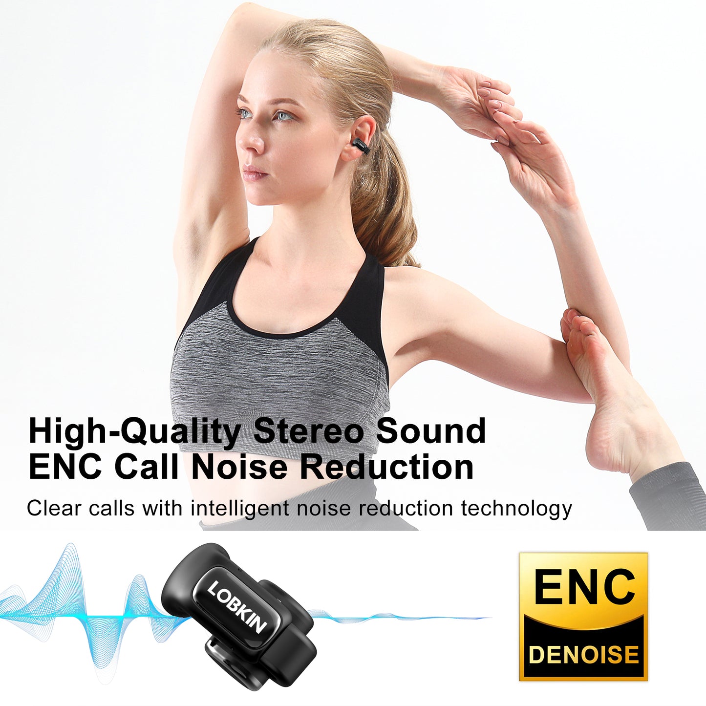 LOBKIN Open Ear Headphones, Clip On Earphones, Wireless Earbud Bluetooth 5.4, Open Ear Earbuds with LED Display and 4GB Memory,Bone Conduction Earbuds Built-in HD Microphone, 36 Hours Playtime