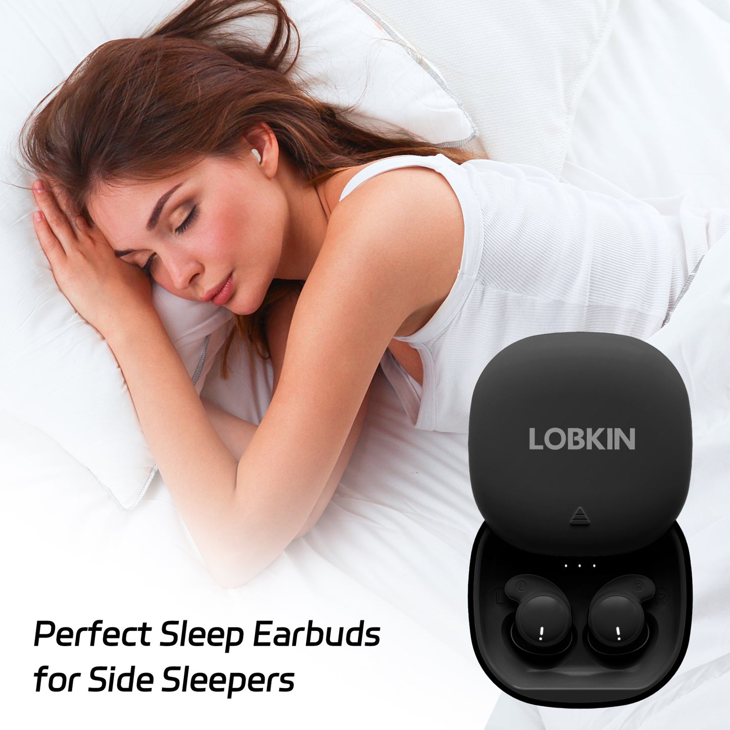 LOBKIN Sleep Headphones,Wireless Bluetooth 5.4 Noise Blocking Sleeping Headphones,Sleep Earbuds for Side Sleepers in-Ear Soft Mini Invisible Buds for Sleeping Working
