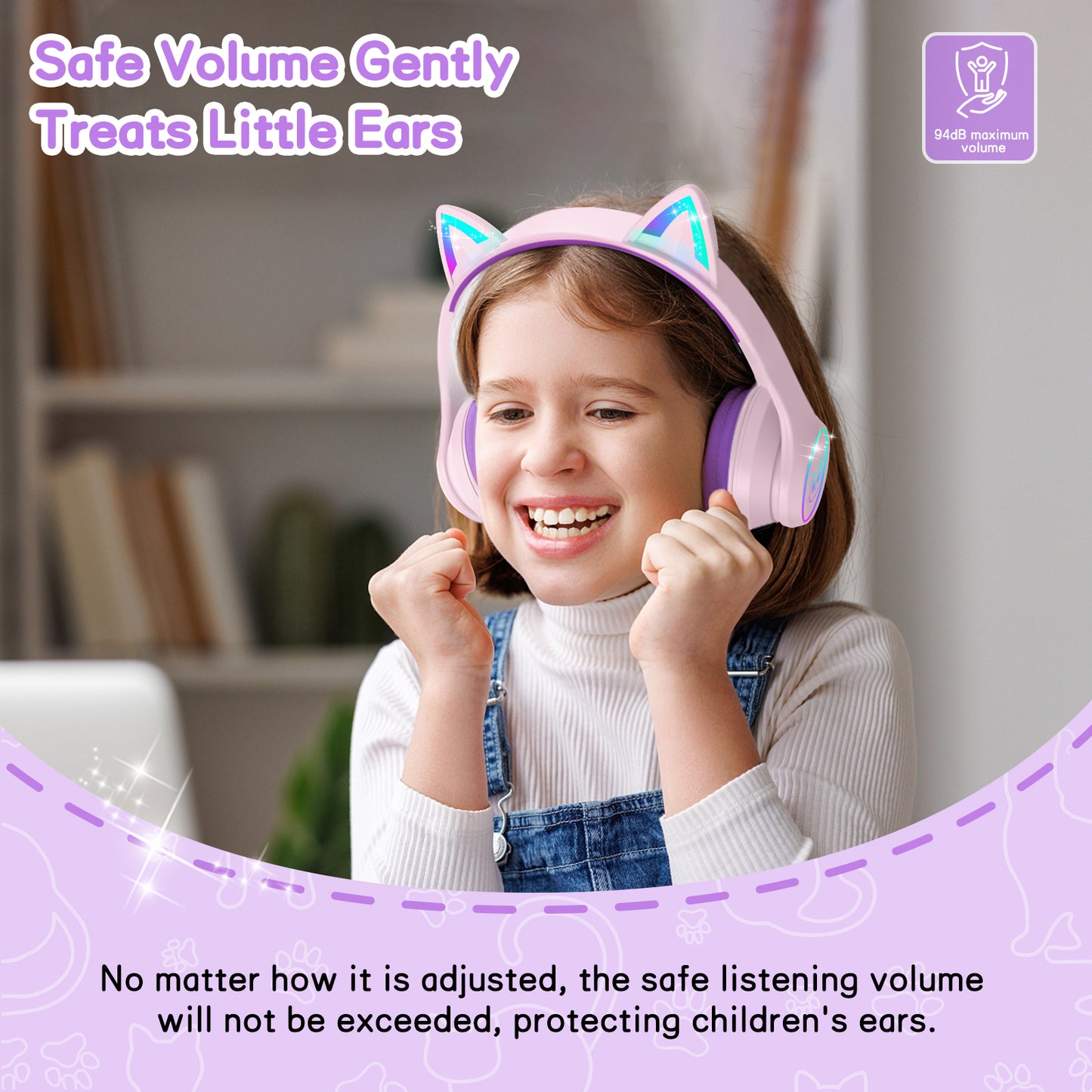 LOBKIN Auriculares Niños con Bolsa, Inalámbricos y con Cable, Auriculares Bluetooth Niños Niñas Plegables Ajustable para Escuela, Viajes