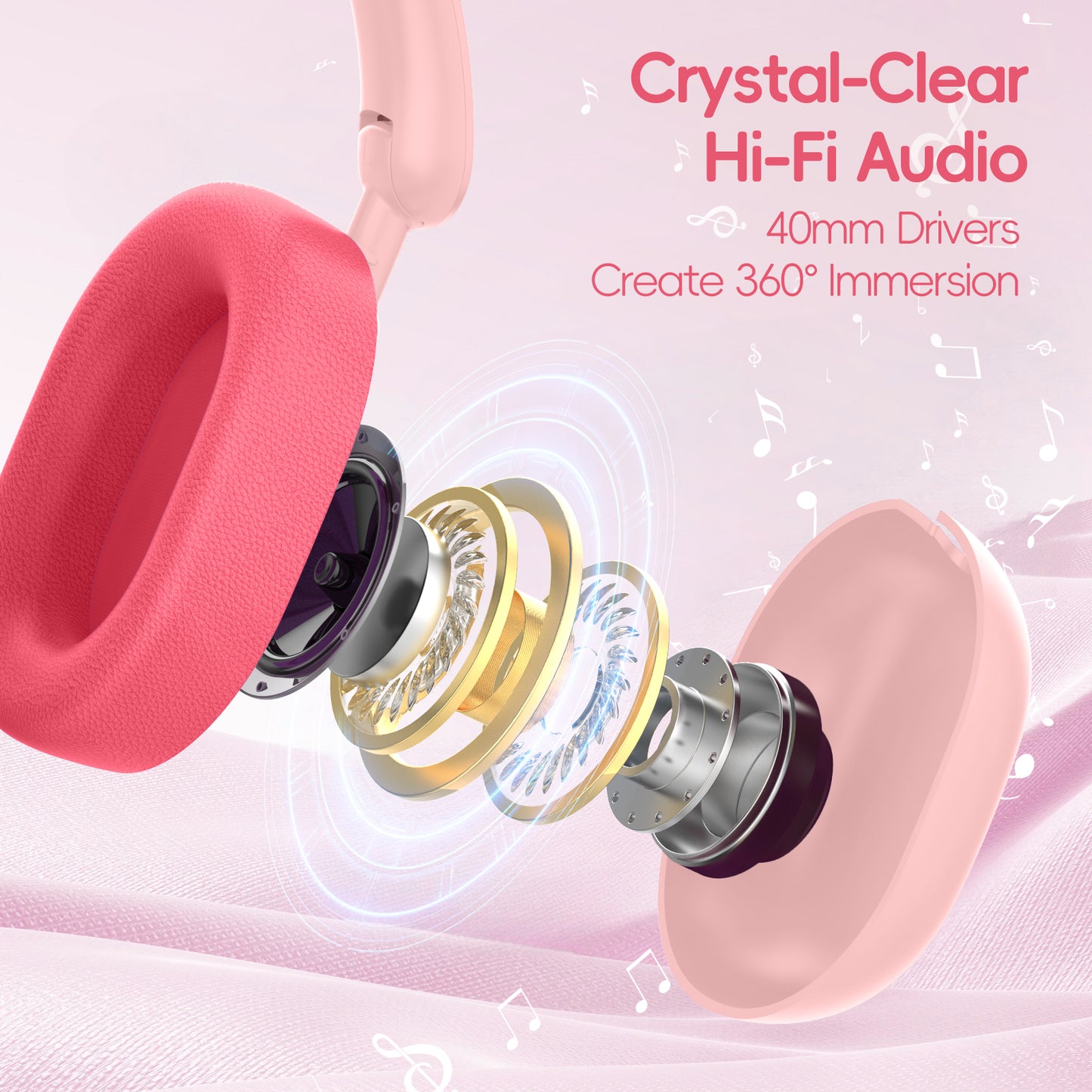 LOBKIN Kids Headphones Bluetooth 5.4,Over Ear Kids Headphones Wireless with Mic 35H Playtime AUX Cord 85dB Safe Volume Limited Foldable Design for Boys Girls Travel/School/iPad