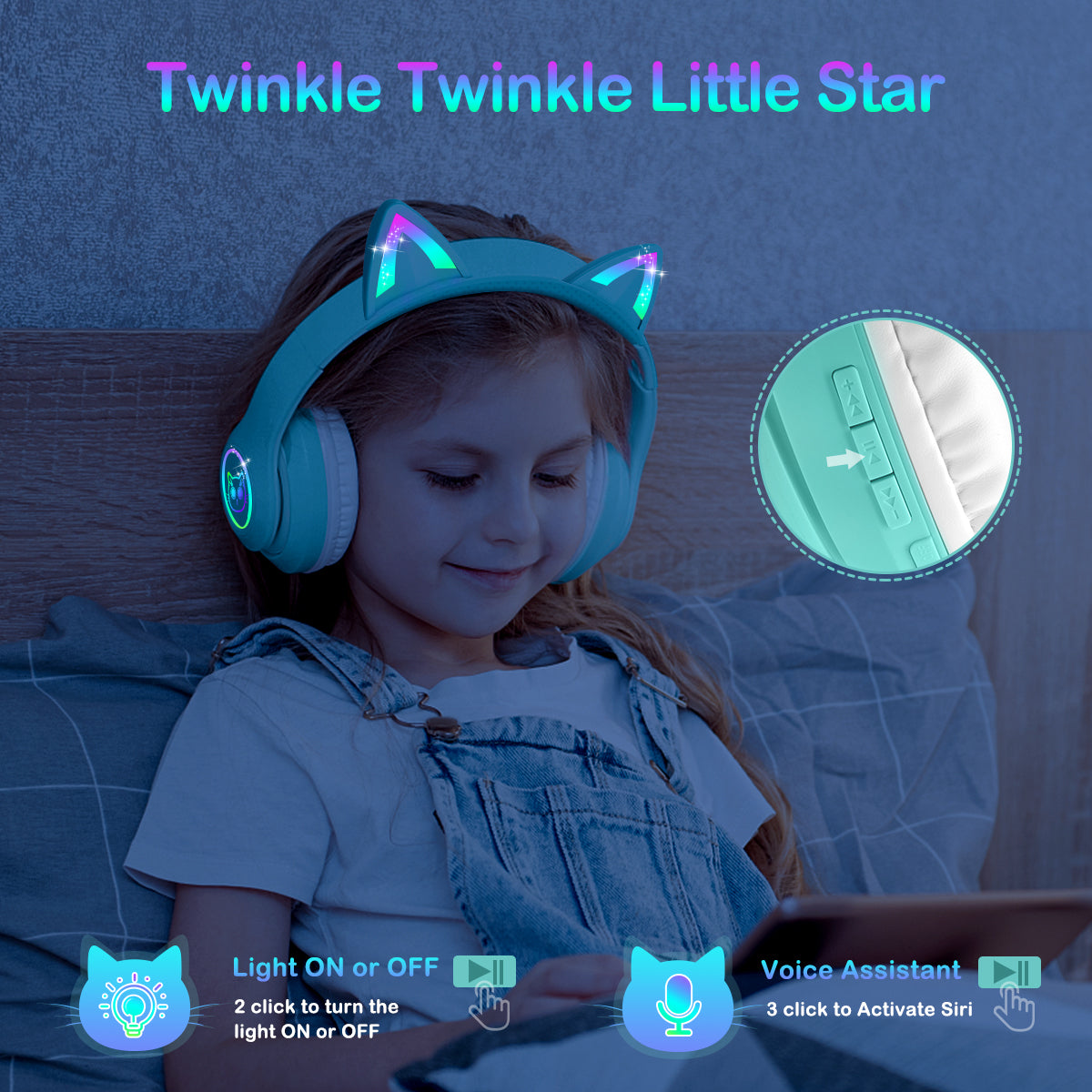 LOBKIN Auriculares Niños con Bolsa, Inalámbricos y con Cable, Auriculares Bluetooth Niños Niñas Plegables Ajustable para Escuela, Viajes