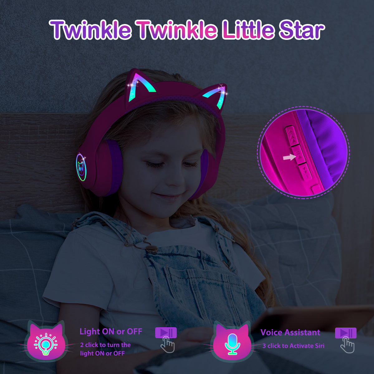 LOBKIN Auriculares Niños con Bolsa, Inalámbricos y con Cable, Auriculares Bluetooth Niños Niñas Plegables Ajustable para Escuela, Viajes