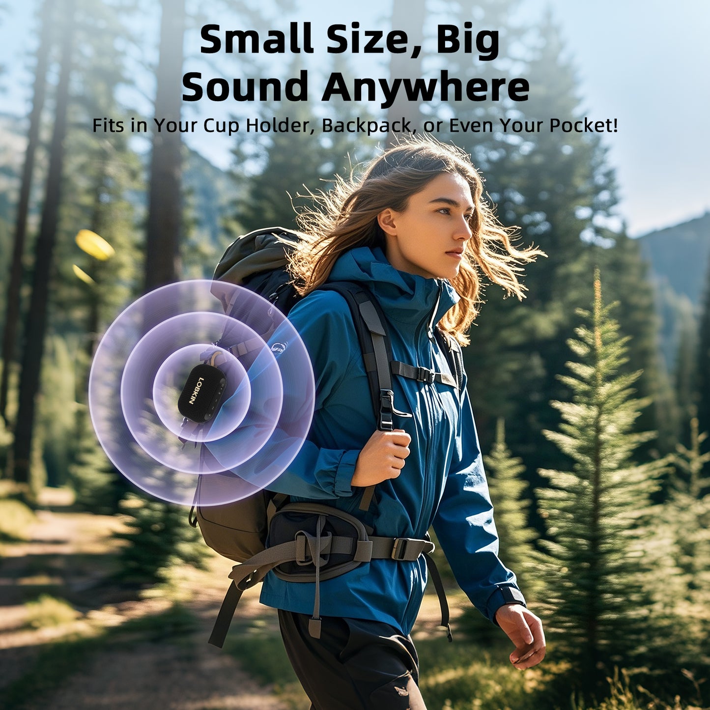LOBKIN Portable Bluetooth Speaker,IP67 Waterproof 360°Immersive Sound Built in Mic 10W Loud Sound All Day Playtime Wireless Stereo Pairing,Bluetooth 5.4 Small Wireless Speaker for Home/Outdoors/Travel