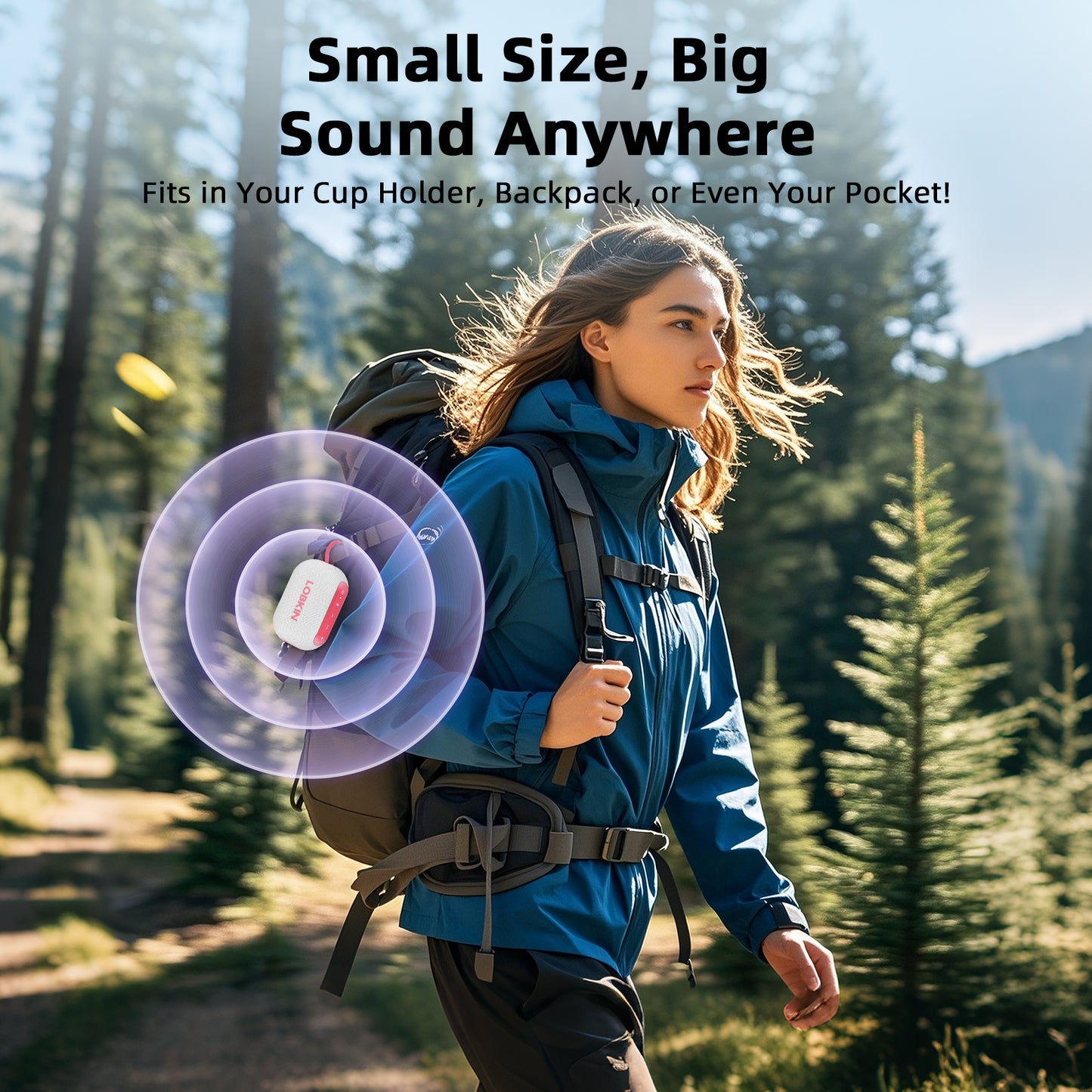 LOBKIN Portable Bluetooth Speaker,IP67 Waterproof 360°Immersive Sound Built in Mic 10W Loud Sound All Day Playtime Wireless Stereo Pairing,Bluetooth 5.4 Small Wireless Speaker for Home/Outdoors/Travel