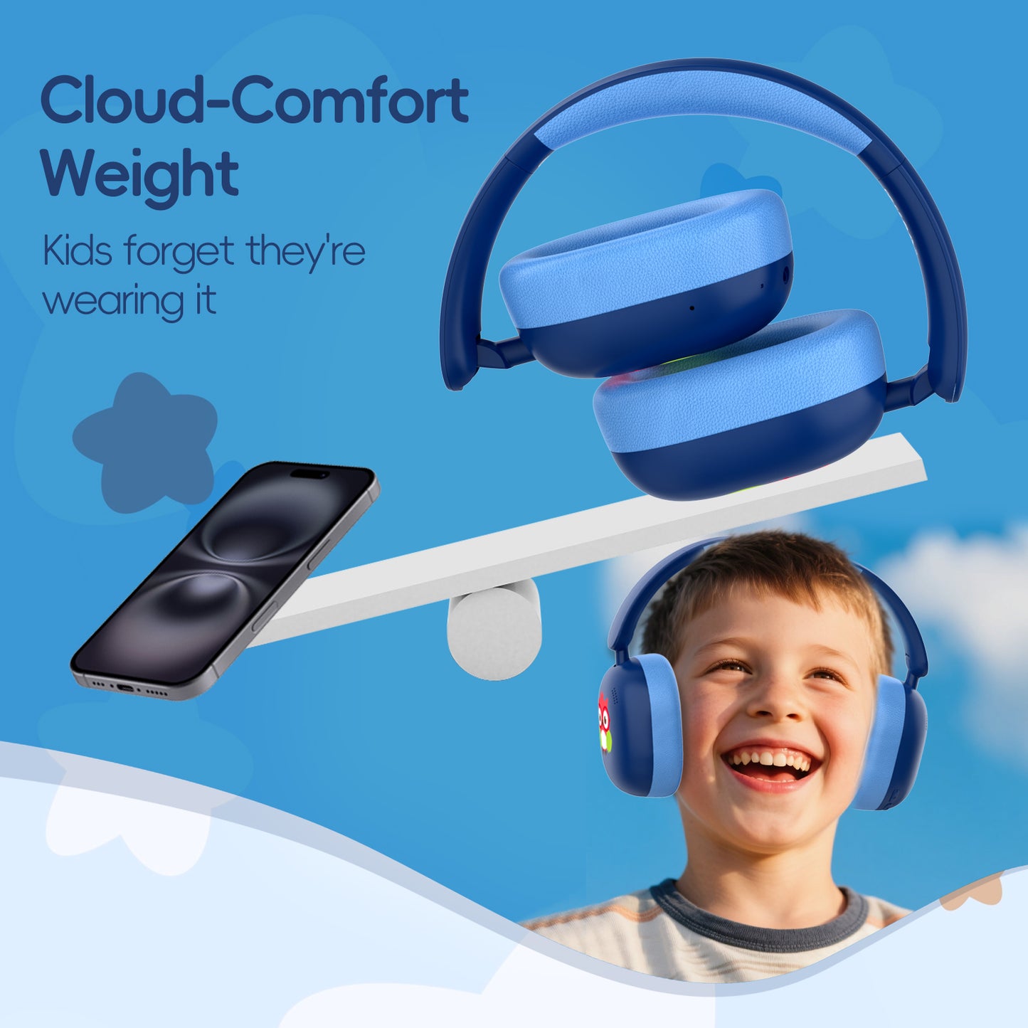 LOBKIN Kids Headphones Bluetooth 5.4,Over Ear Kids Headphones Wireless with Mic 35H Playtime AUX Cord 85dB Safe Volume Limited Foldable Design for Boys Girls Travel/School/iPad