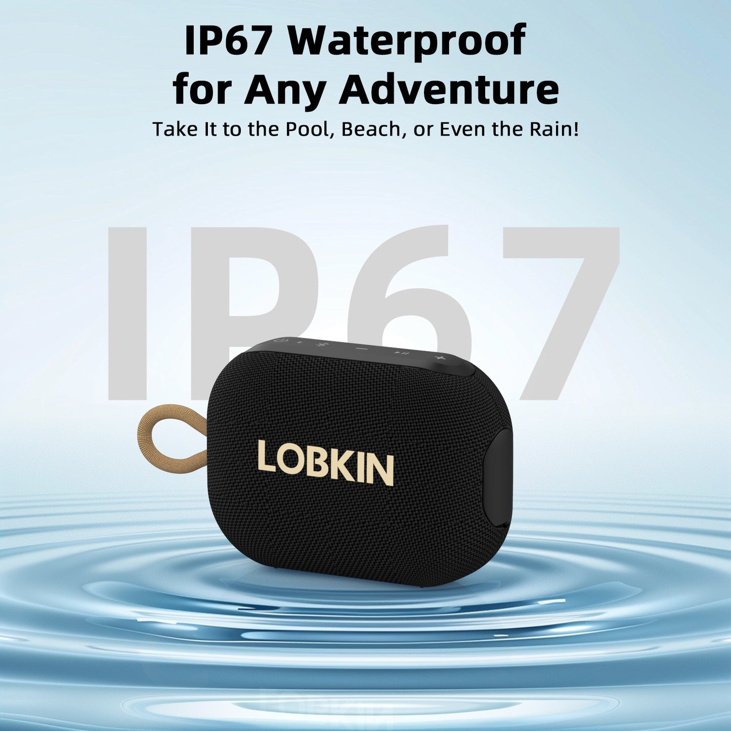 LOBKIN Portable Bluetooth Speaker,IP67 Waterproof 360°Immersive Sound Built in Mic 10W Loud Sound All Day Playtime Wireless Stereo Pairing,Bluetooth 5.4 Small Wireless Speaker for Home/Outdoors/Travel