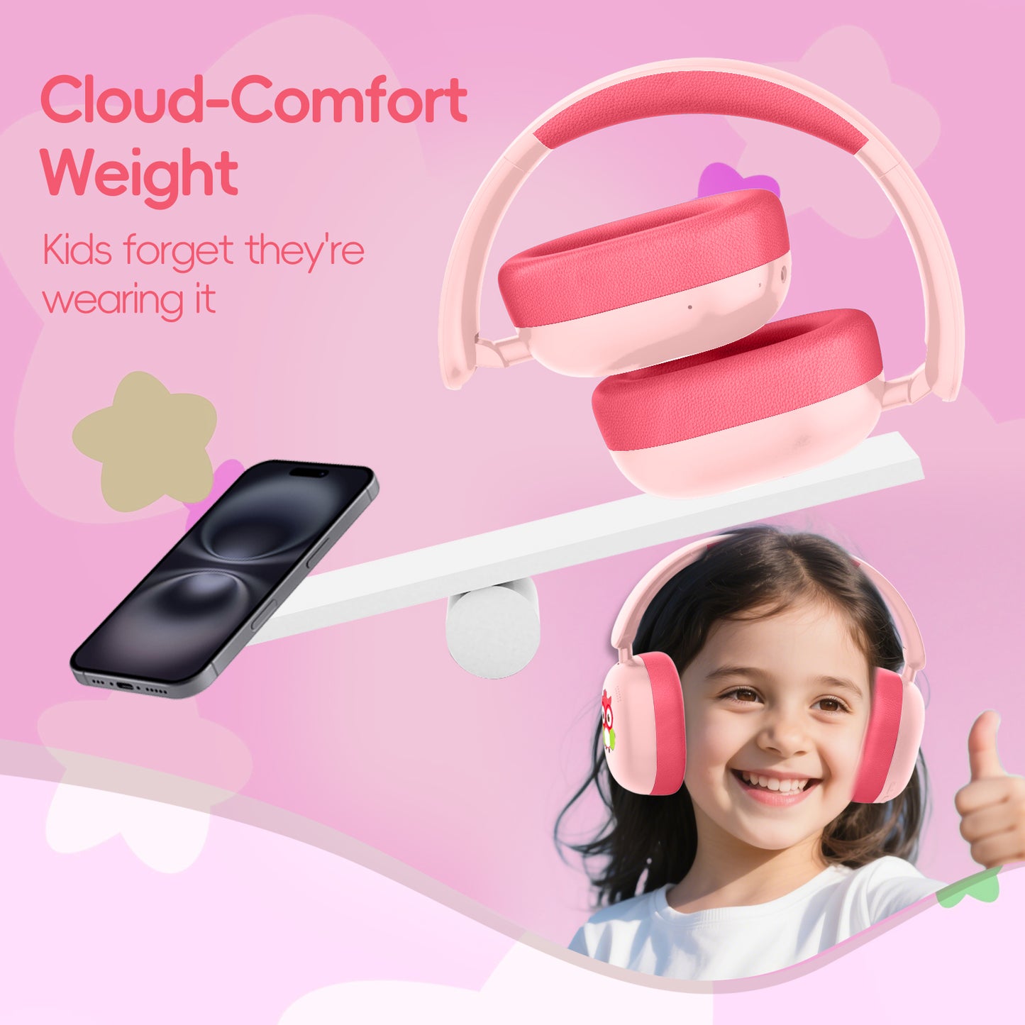 LOBKIN Kids Headphones Bluetooth 5.4,Over Ear Kids Headphones Wireless with Mic 35H Playtime AUX Cord 85dB Safe Volume Limited Foldable Design for Boys Girls Travel/School/iPad