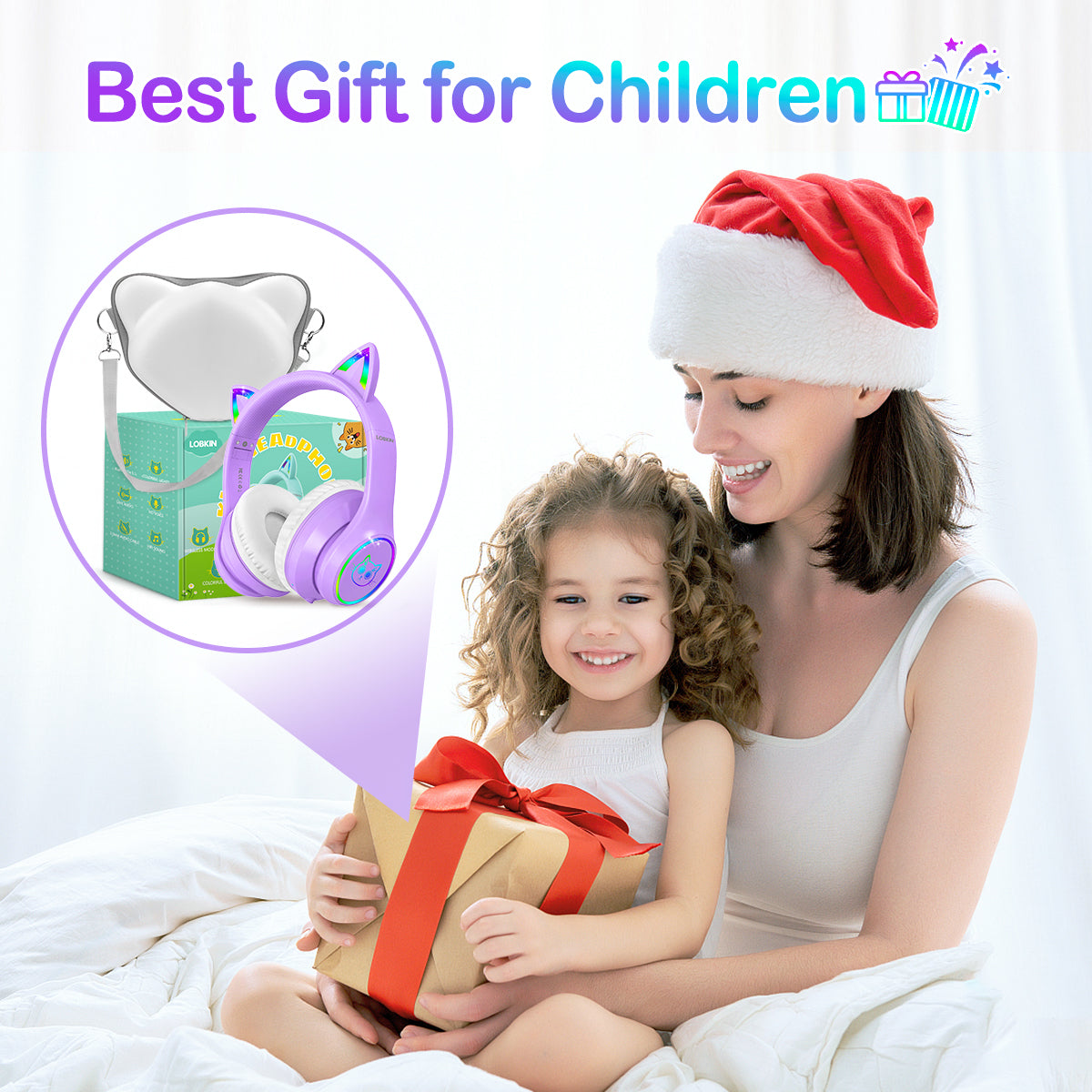 LOBKIN Auriculares Niños con Bolsa, Inalámbricos y con Cable, Auriculares Bluetooth Niños Niñas Plegables Ajustable para Escuela, Viajes