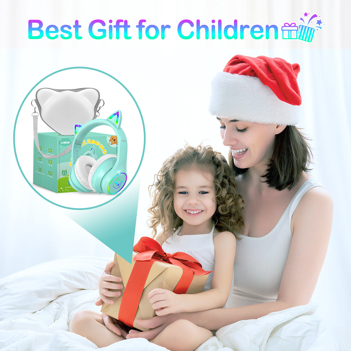 LOBKIN Auriculares Niños con Bolsa, Inalámbricos y con Cable, Auriculares Bluetooth Niños Niñas Plegables Ajustable para Escuela, Viajes