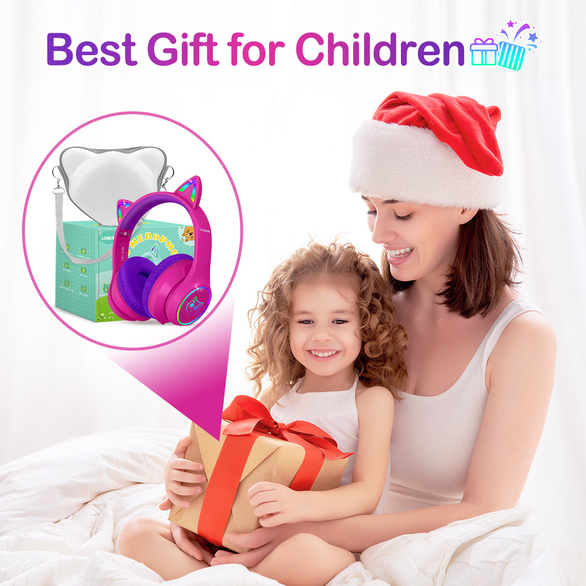 LOBKIN Auriculares Niños con Bolsa, Inalámbricos y con Cable, Auriculares Bluetooth Niños Niñas Plegables Ajustable para Escuela, Viajes