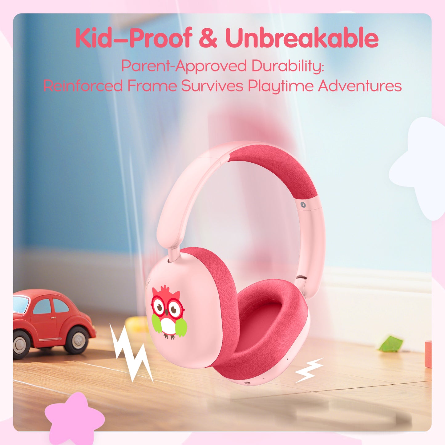LOBKIN Kids Headphones Bluetooth 5.4,Over Ear Kids Headphones Wireless with Mic 35H Playtime AUX Cord 85dB Safe Volume Limited Foldable Design for Boys Girls Travel/School/iPad
