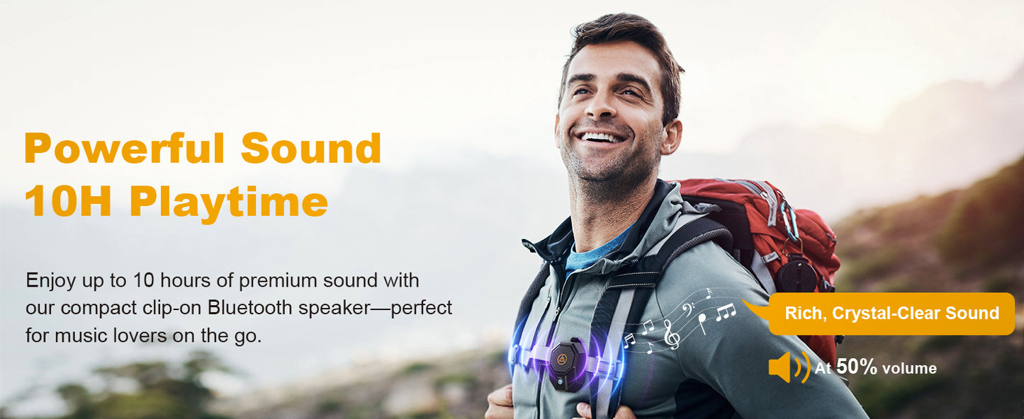 LOBKIN Wearable Bluetooth Speaker, Clip On Mini Portable Speakers,Wireless Bluetooth 5.4 Built-in Mic IPX5 Waterproof Compact Hands-Free Calls for Jobsite Work,Outdoor Activities
