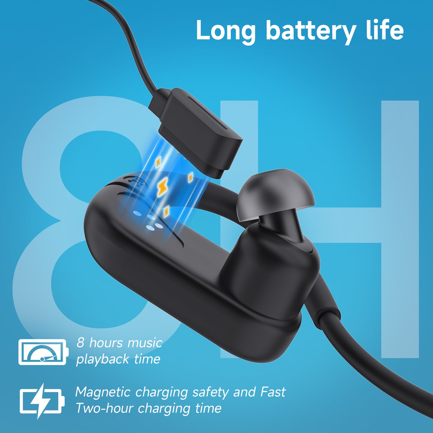 LOBKIN Waterproof Earbuds for Swimming,Bone Conduction Headphones IPX8 Swimming Headphones 8GB Memory Bluetooth 5.4 Wireless 8H Playtime in Ear Underwater Sport Earphones for Swimming,Running