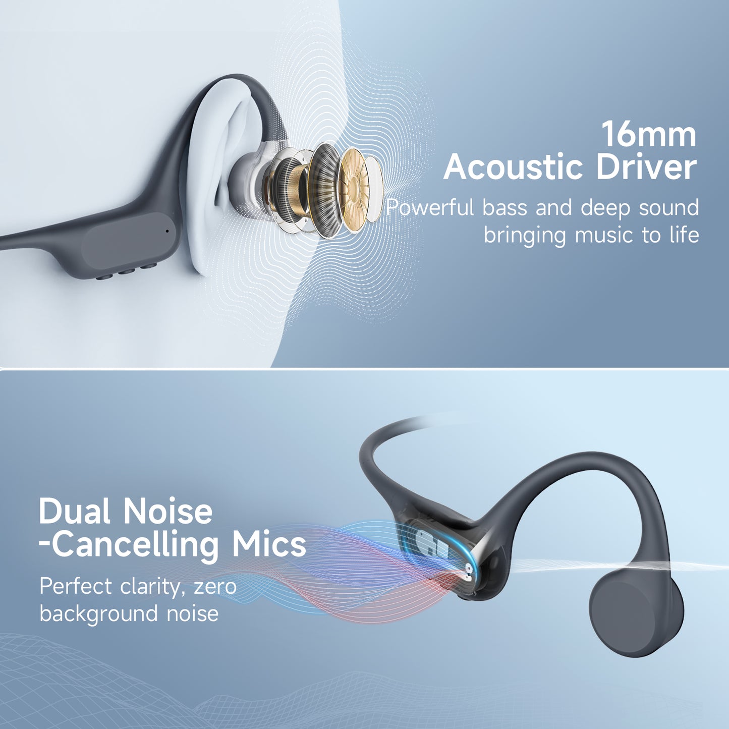LOBKIN Bone Conduction Headphones Bluetooth 5.4 Swimming Headphones Underwater IP68 Waterproof Open Ear Sports Bone Conduction Earphones with Mic and Built-in 32GB MP3 for Running,Cycling,Gym