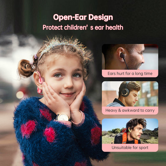 LOBKIN Kids Headphones Open Ear,Bluetooth 5.3 Air Conduction Wireless Lightweight Kids Earbuds IPX5 Waterproof with Microphone for School,Home and Outdoor Activities Gifts for Boys Girls