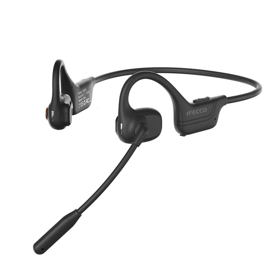 LOBKIN Open Ear Headphones with Mic, Bluetooth Headset with Noise Cancelling Microphone and Multipoint Connect, Wireless Bluetooth 5.3 Headset for Work Call Meeting Driving(Black)