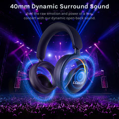 LOBKIN S35- Open Ear Headphones- Bluetooth 6.0 RGB Lights Mic Detachable Voice Assistant