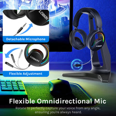 LOBKIN S35- Open Ear Headphones- Bluetooth 6.0 RGB Lights Mic Detachable Voice Assistant