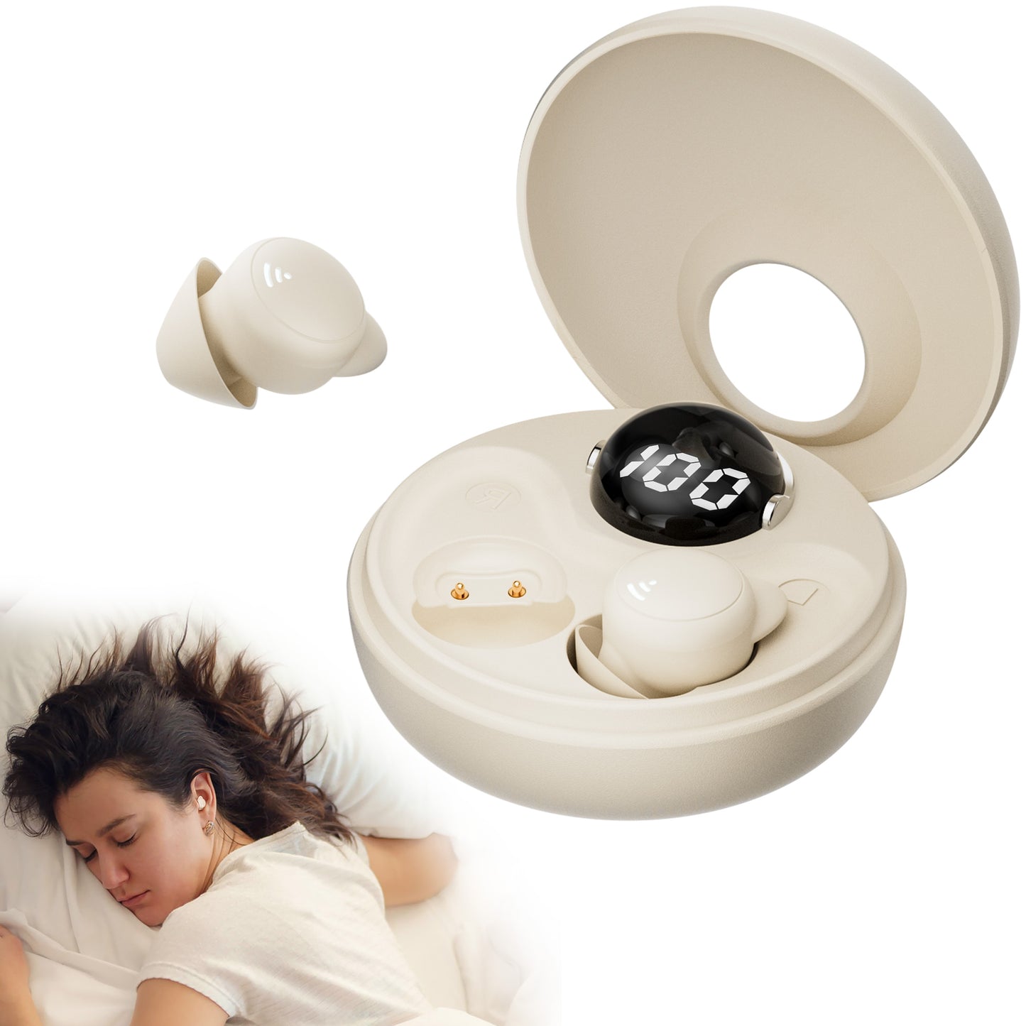 LOBKIN Ear Buds Sleep Headphones Sleep Earbuds for Side Sleepers Wireless Bluetooth 5.3 Mini Invisible Ultra-Light Earphones in Ear Headsets with Mic Noise Blocking Comfortable Fit for Sleep Workout