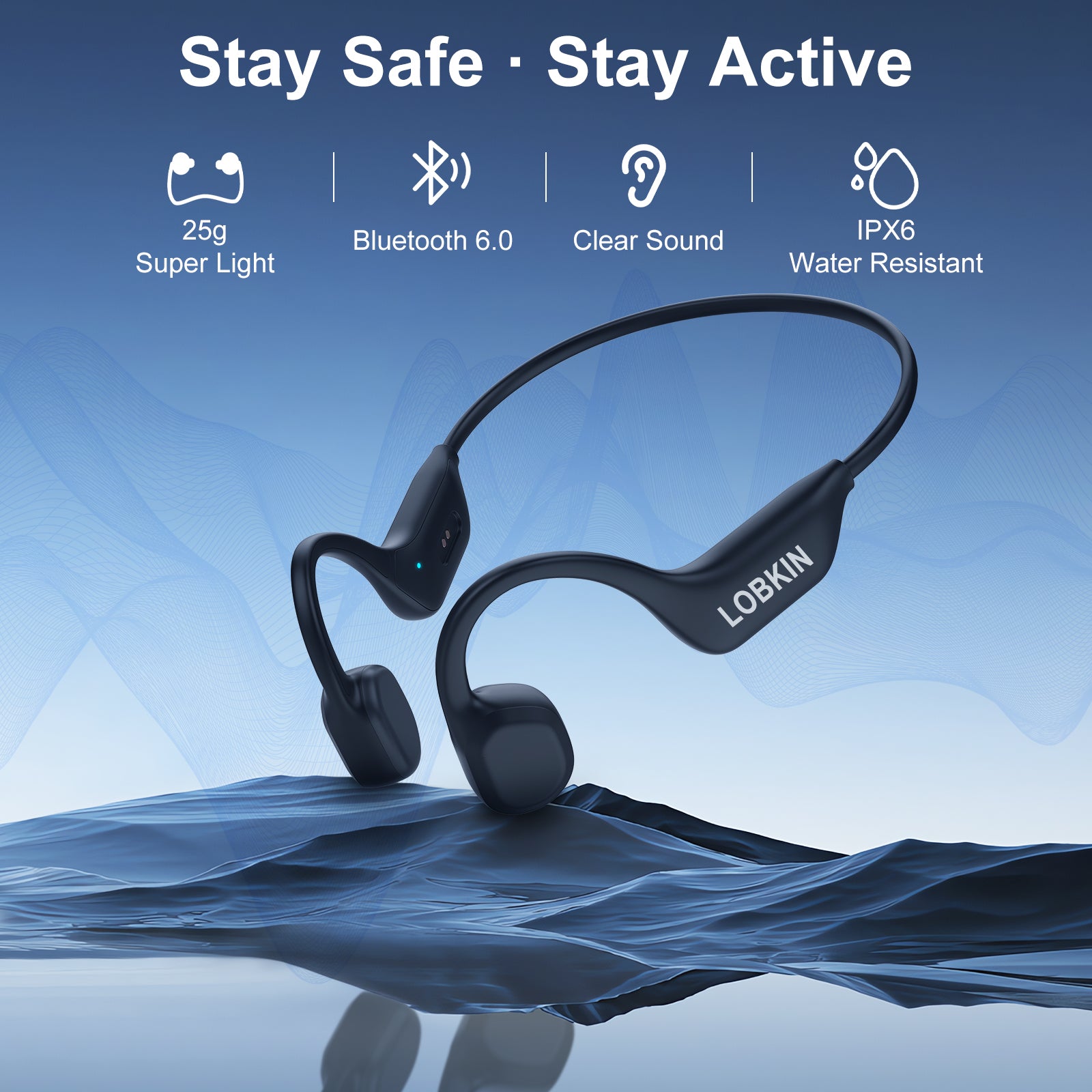 LOBKIN X29-Bone Conduction Headphones - Bluetooth 6.0 IPX6 Magnetic Charging