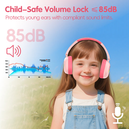 LOBKIN Kids Headphones Bluetooth 5.4,Over Ear Kids Headphones Wireless with Mic 35H Playtime AUX Cord 85dB Safe Volume Limited Foldable Design for Boys Girls Travel/School/iPad