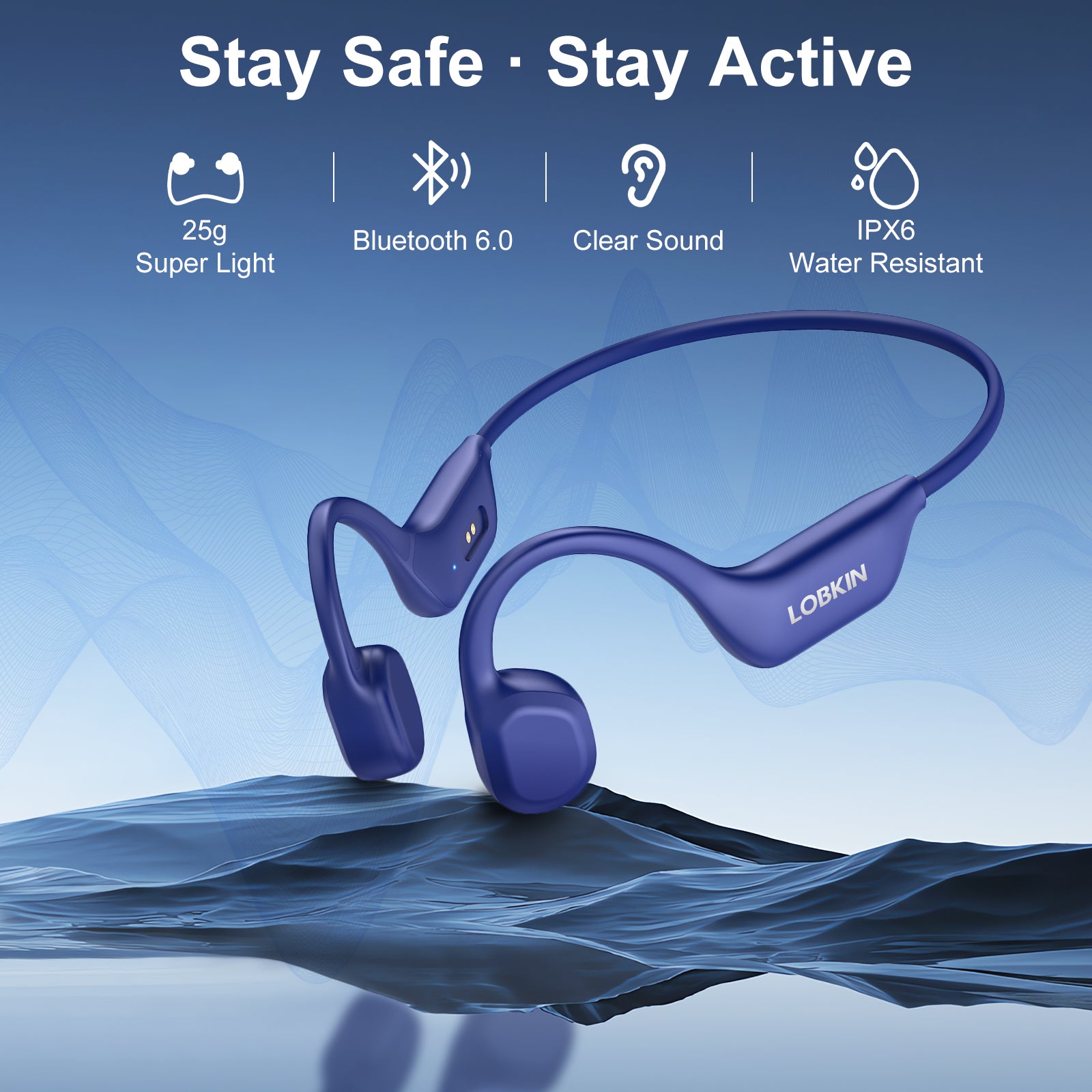 LOBKIN X29-Bone Conduction Headphones - Bluetooth 6.0 IPX6 Magnetic Charging