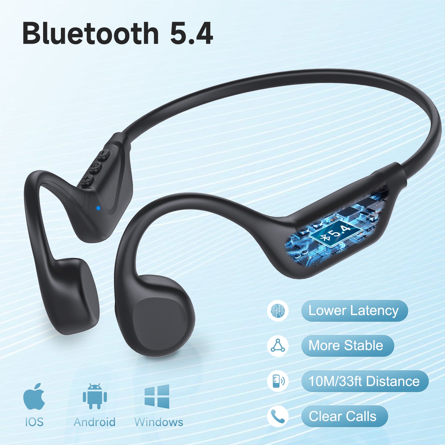 LOBKIN Bone Conduction Headphones Bluetooth 5.4, Open Ear Headphones Wireless with Mic, IPX5 Waterproof Sports Earphones for Running, Gym Workout, Ski, Cycling