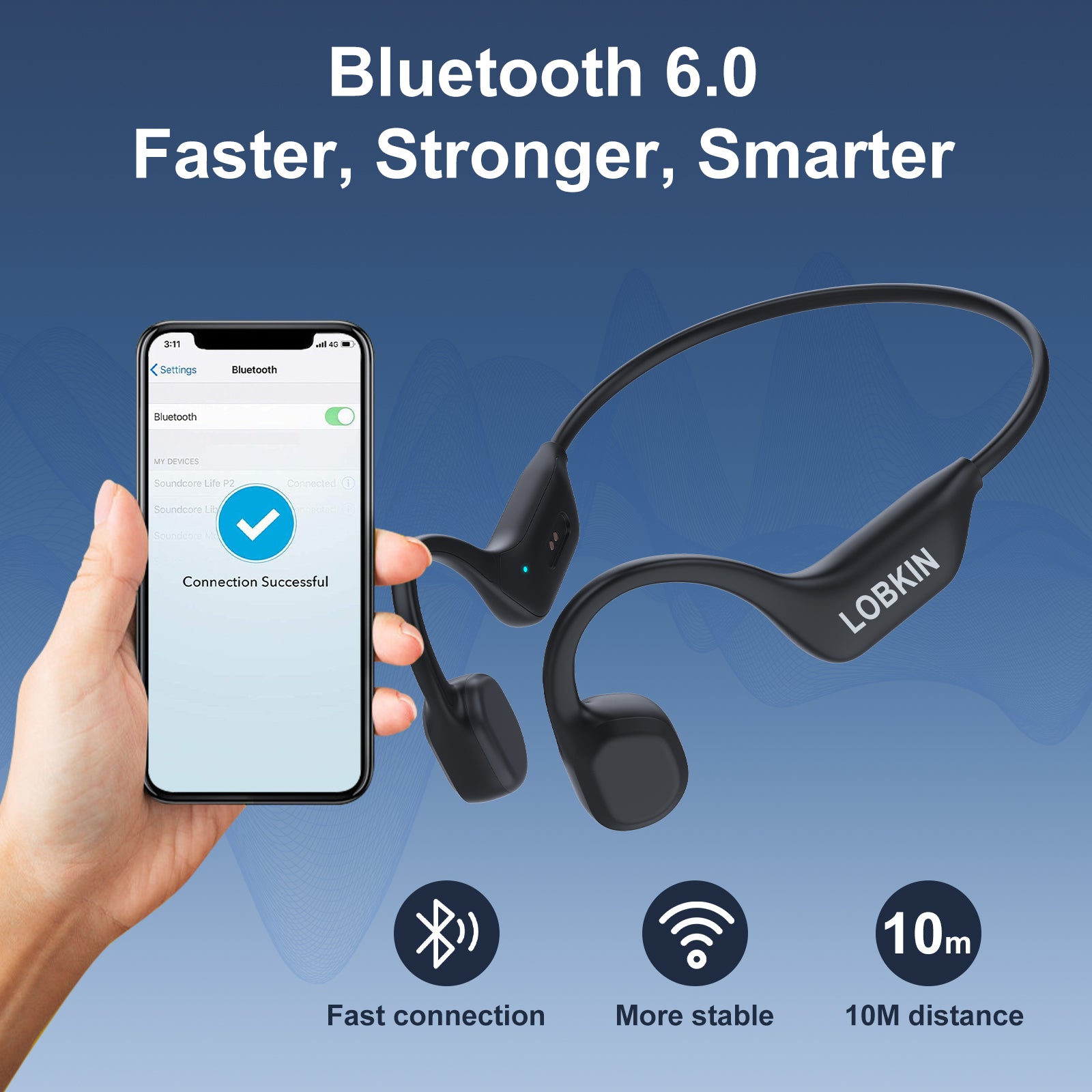LOBKIN X29-Bone Conduction Headphones - Bluetooth 6.0 IPX6 Magnetic Charging