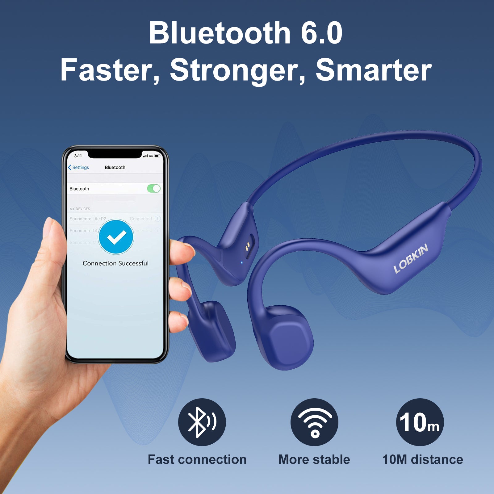 LOBKIN X29-Bone Conduction Headphones - Bluetooth 6.0 IPX6 Magnetic Charging