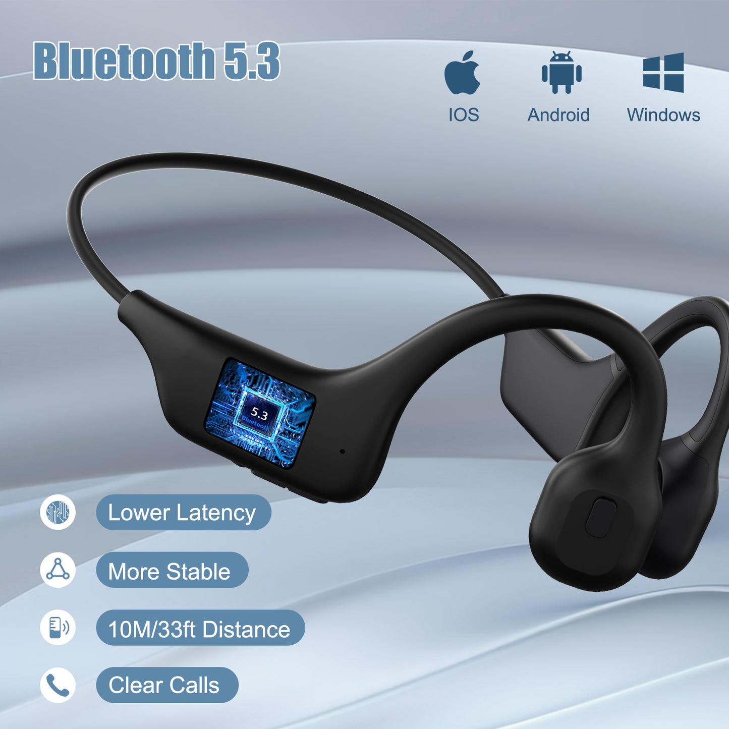 LOBKIN Knochenschall Kopfhörer, Open Ear Kopfhörer Kabellos Bluetooth Knochenschall, Bone Conduction Headphones für Fitness, Fahren, Laufen