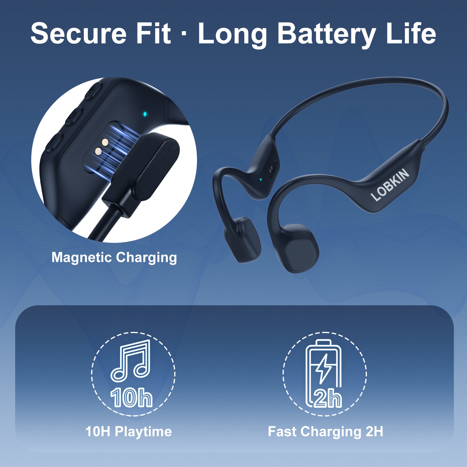 LOBKIN X29-Bone Conduction Headphones - Bluetooth 6.0 IPX6 Magnetic Charging