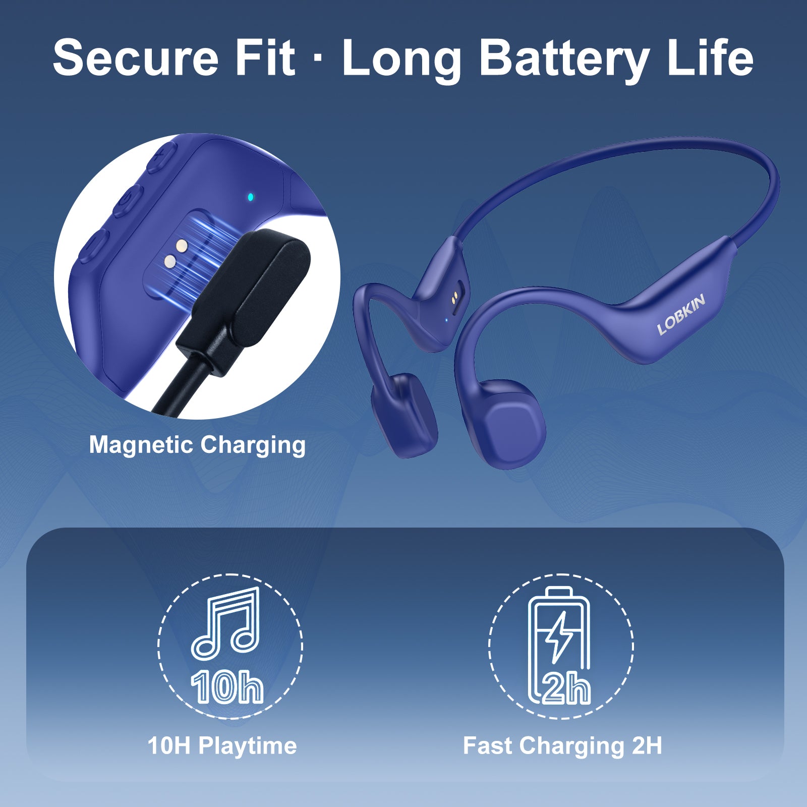 LOBKIN X29-Bone Conduction Headphones - Bluetooth 6.0 IPX6 Magnetic Charging