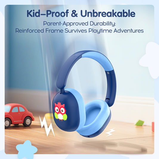 LOBKIN Kids Headphones Bluetooth 5.4,Over Ear Kids Headphones Wireless with Mic 35H Playtime AUX Cord 85dB Safe Volume Limited Foldable Design for Boys Girls Travel/School/iPad