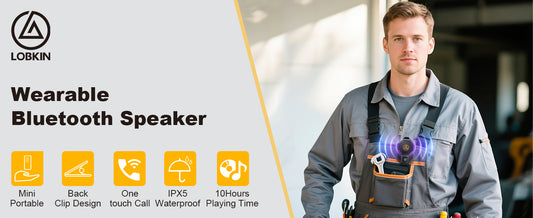 LOBKIN Wearable Bluetooth Speaker, Clip On Mini Portable Speakers,Wireless Bluetooth 5.4 Built-in Mic IPX5 Waterproof Compact Hands-Free Calls for Jobsite Work,Outdoor Activities