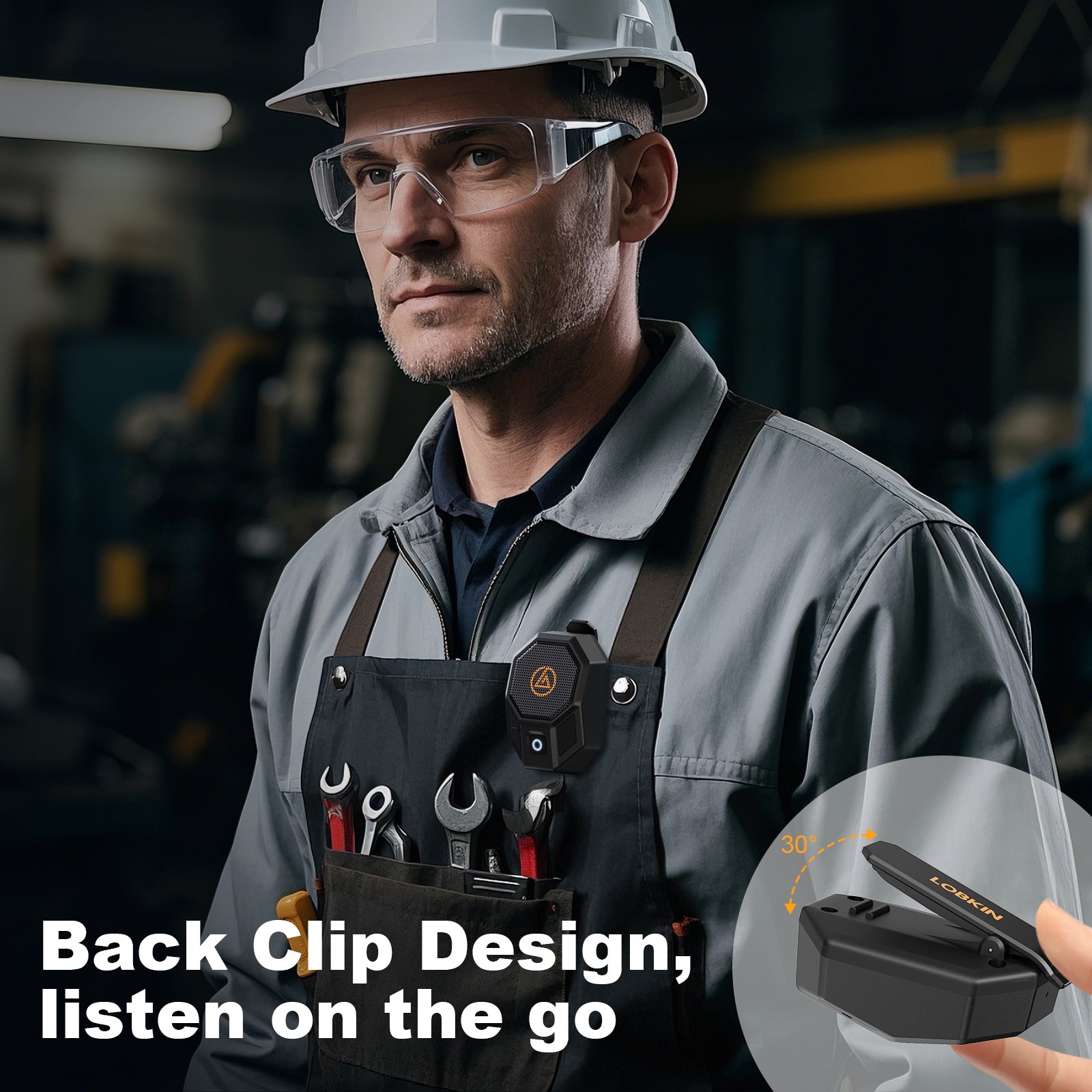 LOBKIN ES09 Portable Speaker with Rotating Clip Attachment