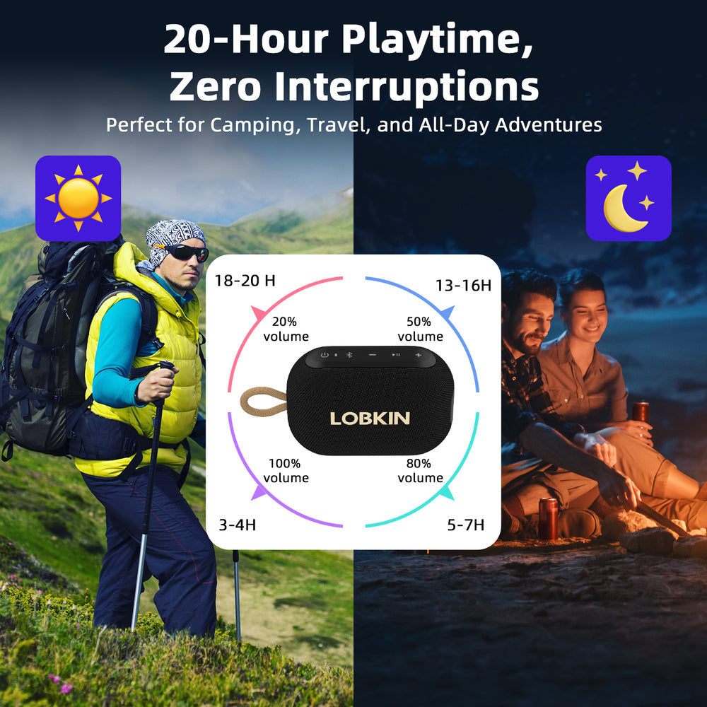 LOBKIN ES10 Black Bluetooth Speaker with USB-C Charging Port