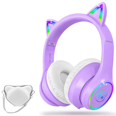 LOBKIN S16 Kids Bluetooth Headphones - LED Lights 50H Playtime