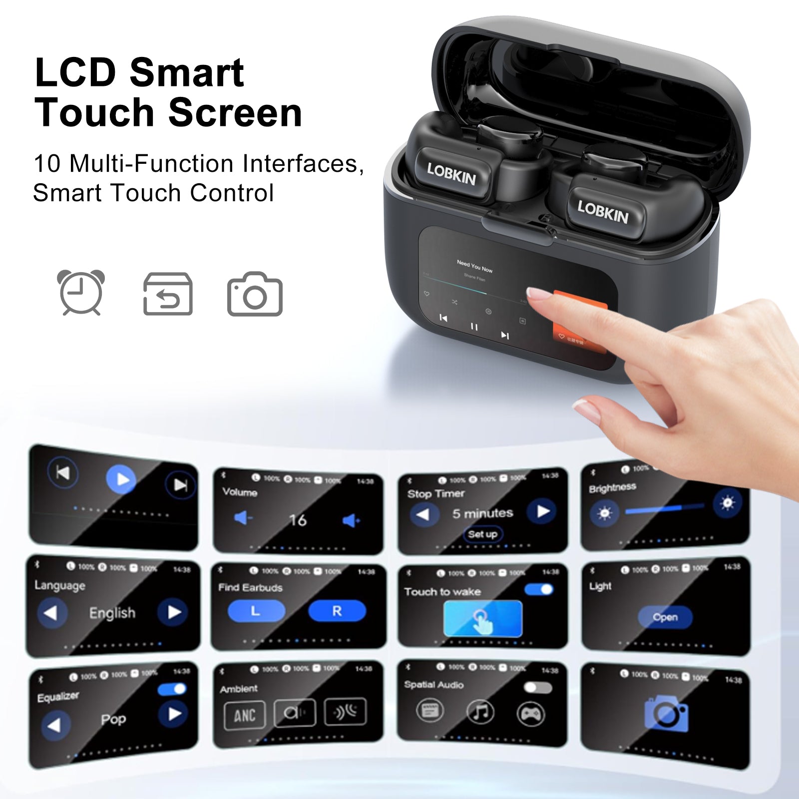 LOBKIN S18 Open Ear Clip On Earbuds - LED Display 36H