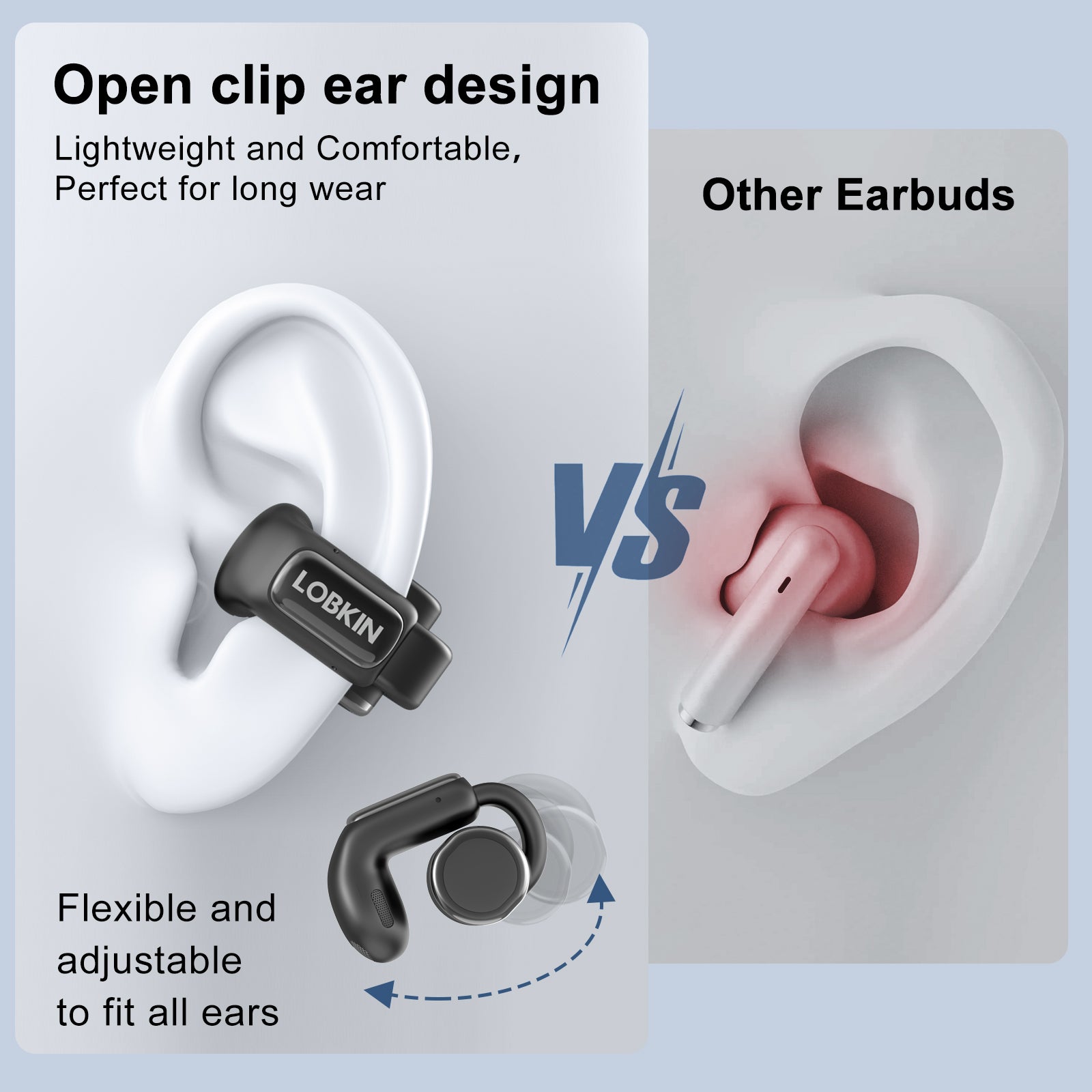 LOBKIN S18 Open Ear Clip On Earbuds - LED Display 36H