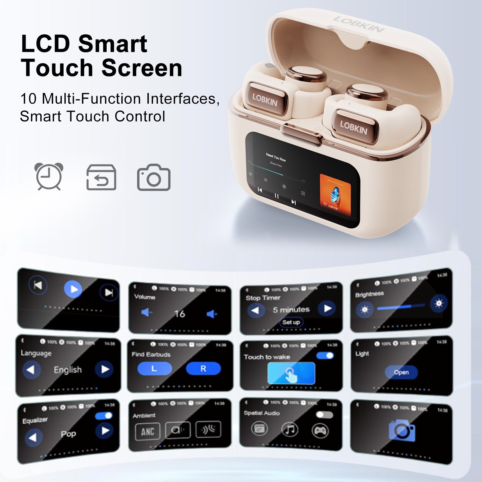 LOBKIN S18 Open Ear Clip On Earbuds - LED Display 36H