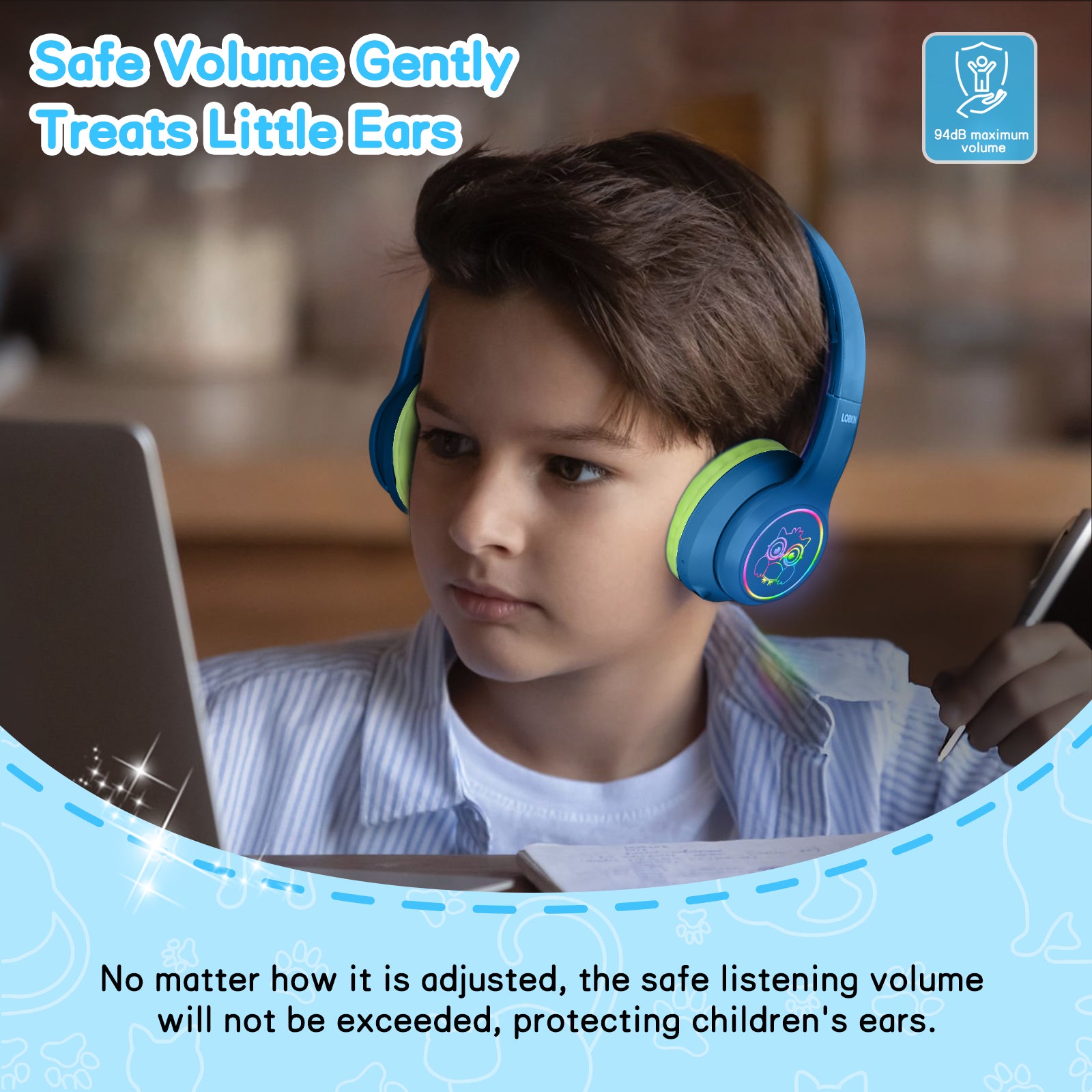 LOBKIN S31-ANC Kids Headphones - Active Noise Cancelling 50H