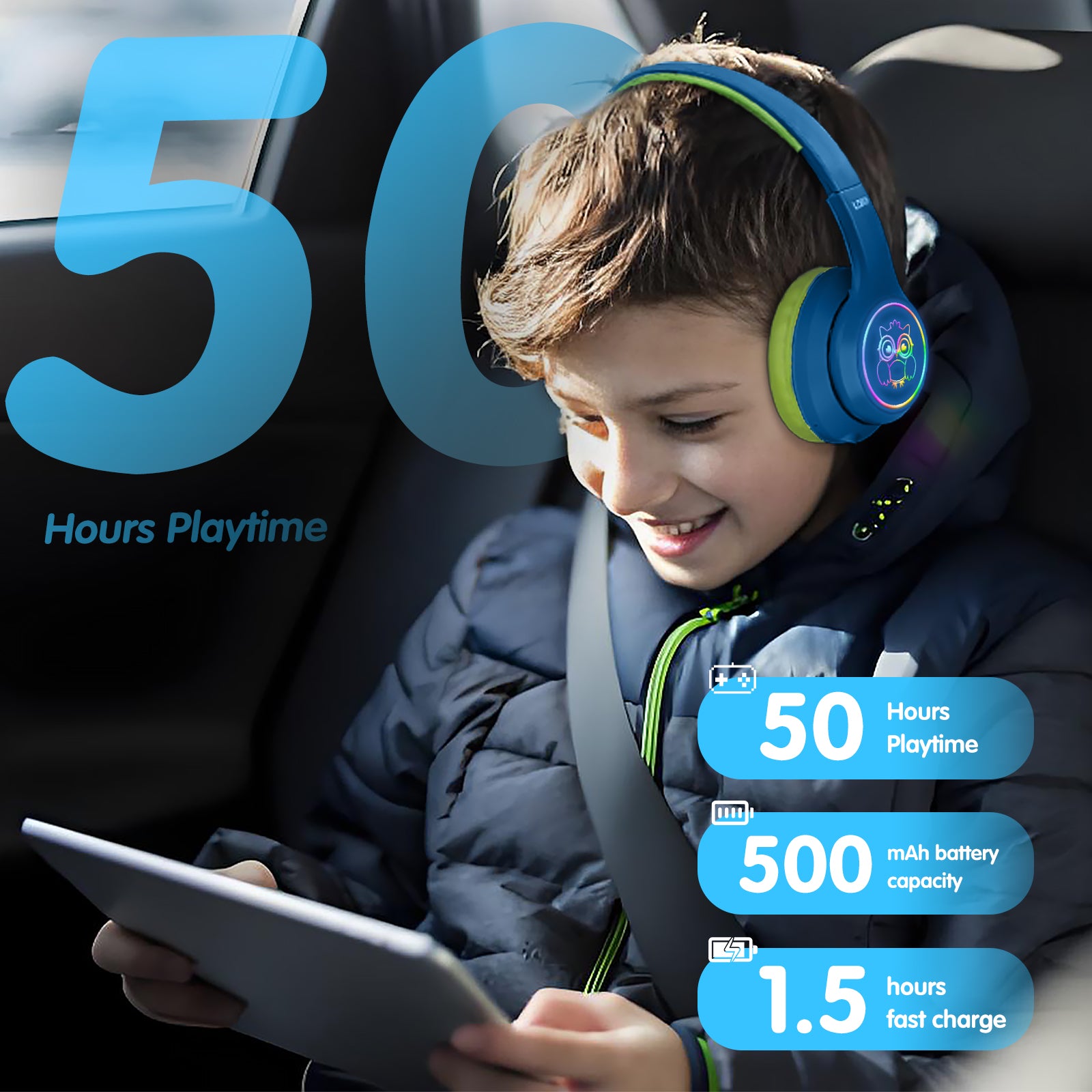 LOBKIN S31-ANC Kids Headphones - Active Noise Cancelling 50H