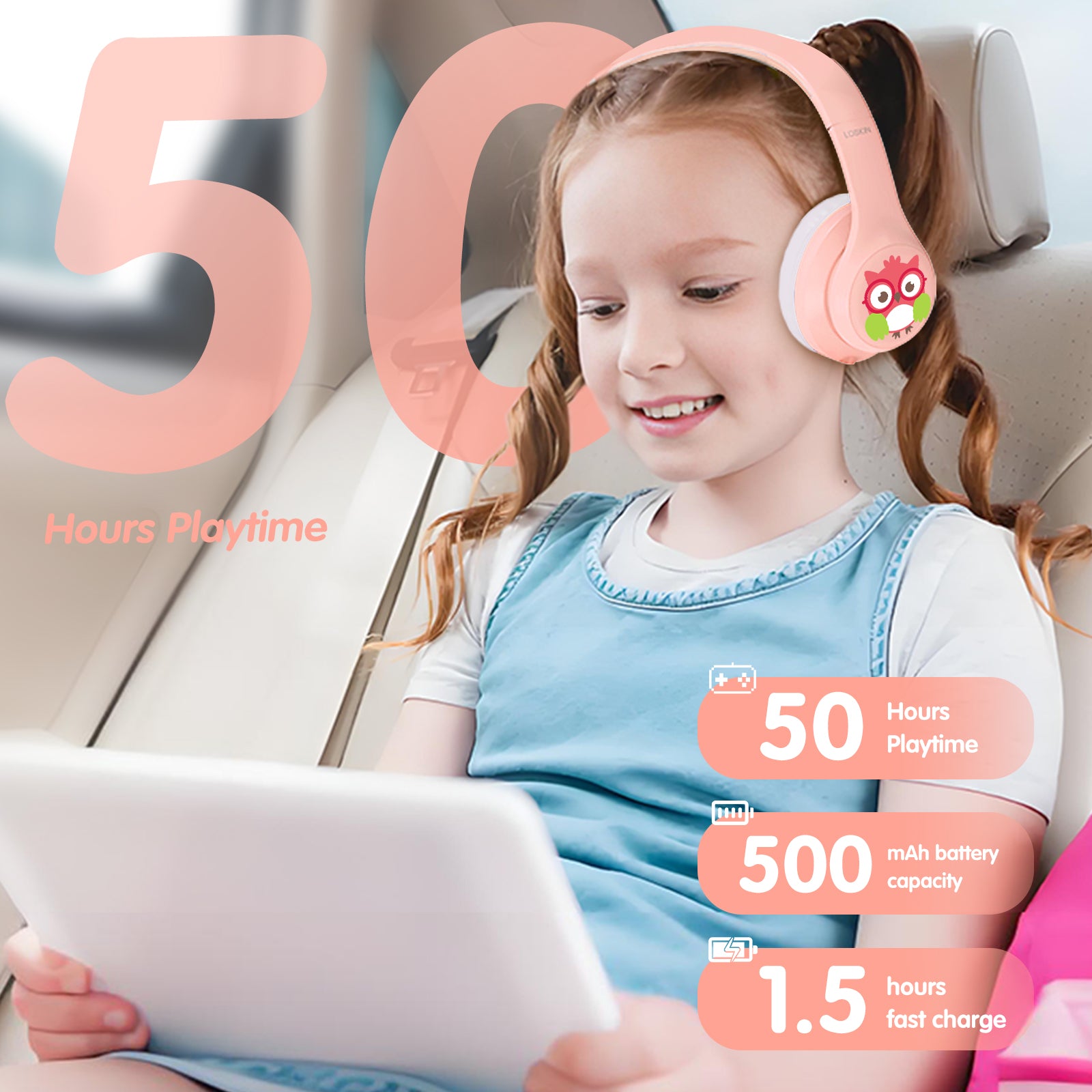 LOBKIN S31-ANC Kids Headphones - Active Noise Cancelling 50H