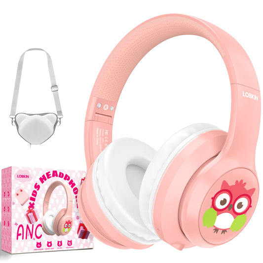 LOBKIN Active Noise Cancelling Headphones for Kids,Bluetooth 5.4,Kids Headphones Wireless with Mic 50H Playtime AUX Cord Safe Volume Limited Foldable for Boy Girl Travel/School/iPad(with LED Lights)