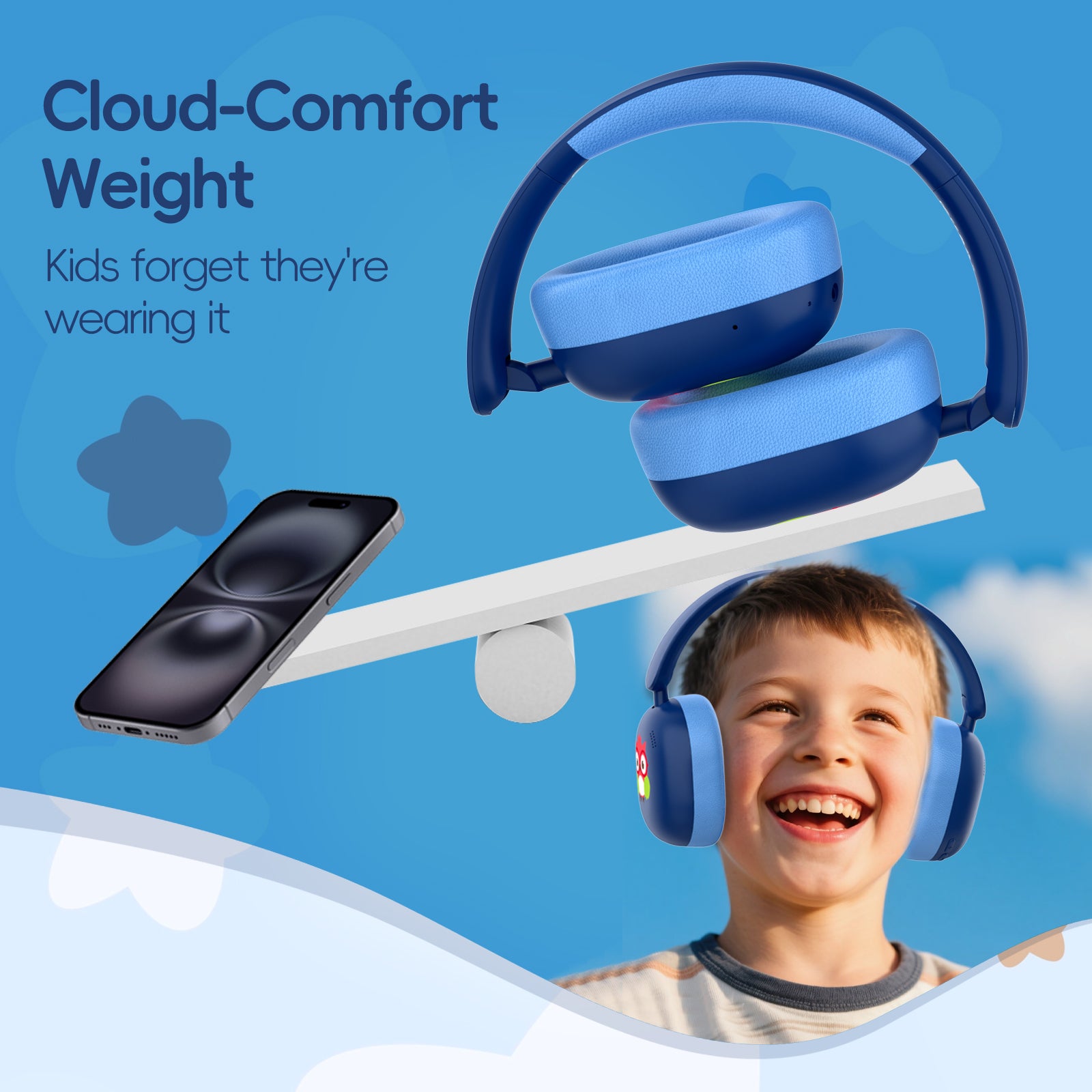 LOBKIN S33 Kids Bluetooth Headphones - 55H Playtime Safe Volume