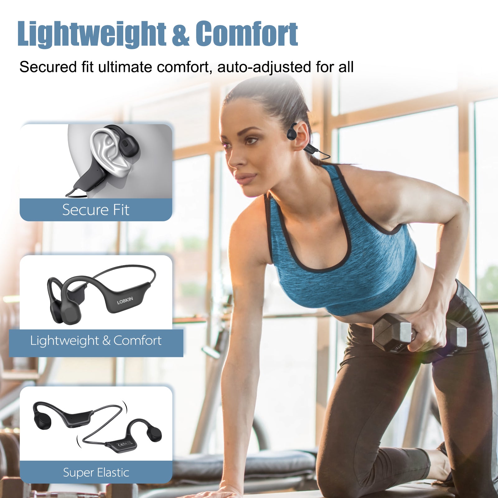 LOBKIN X10 Bone Conduction Headphones - Bluetooth 5.3 Waterproof